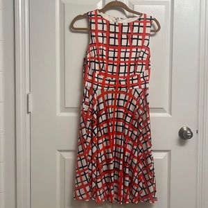 Donna Morgan dress - cream, navy and orange design